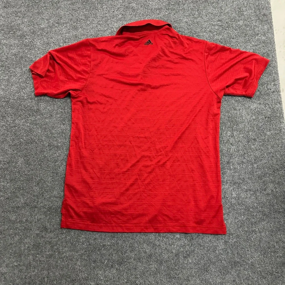 Adidas Polo Mens Size M Red Textured Stripe Short Sleeve Breathable Golf Shirt